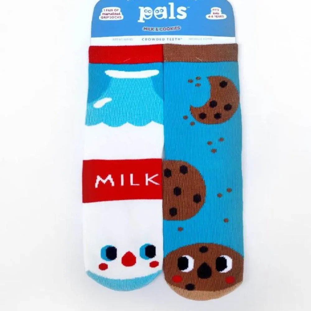 New Milk & Cookies Mismatched Novelty Socks